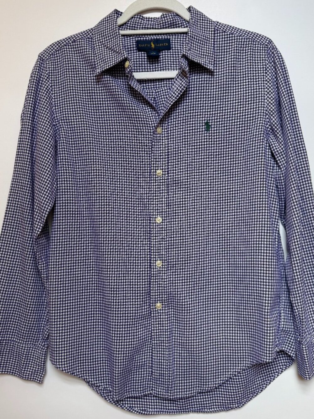 Ralph Lauren Plaid Button Down Men's Large Purple White Classic Fit Long Sleeve